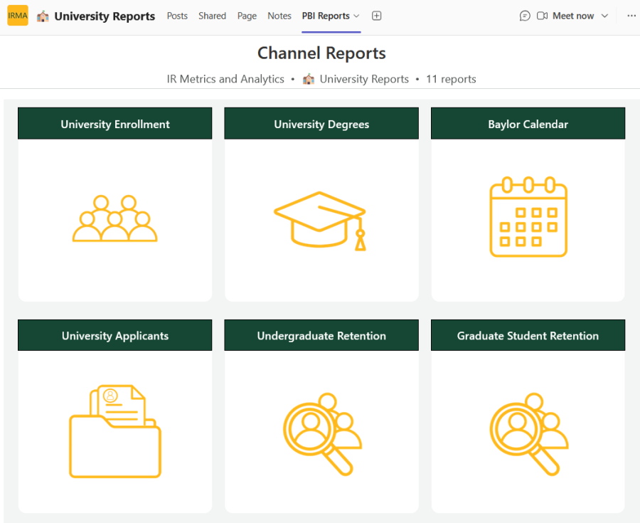 PBI Reports Landing Page